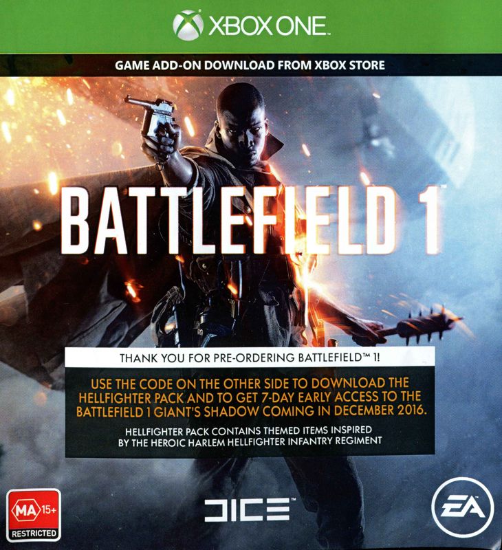 Extras for Battlefield 1 (Xbox One): DLC card - front