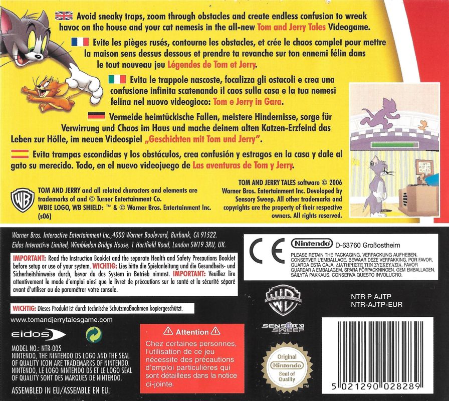 Back Cover for Tom and Jerry Tales (Nintendo DS)
