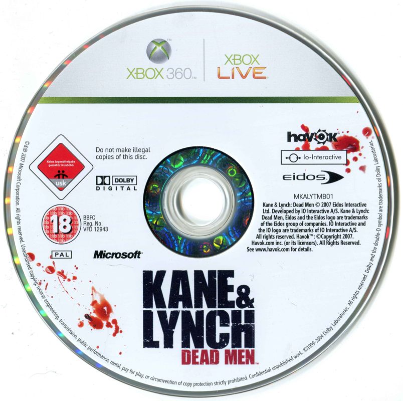 Media for Kane & Lynch: Dead Men (Xbox 360) (European English release)