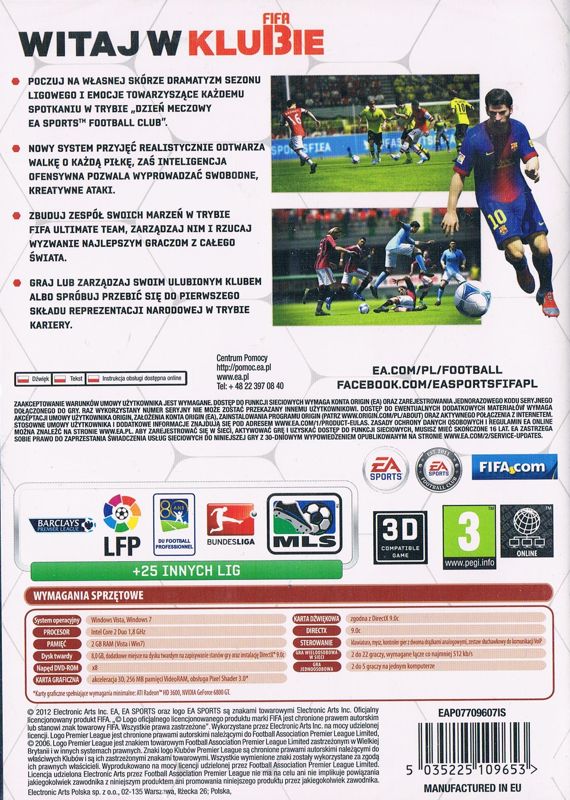 Back Cover for FIFA Soccer 13 (Windows)