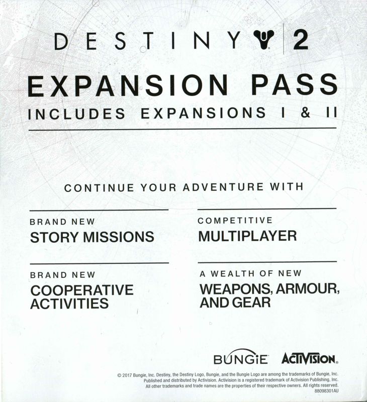 Extras for Destiny 2 (Xbox One): Expansion pass - back
