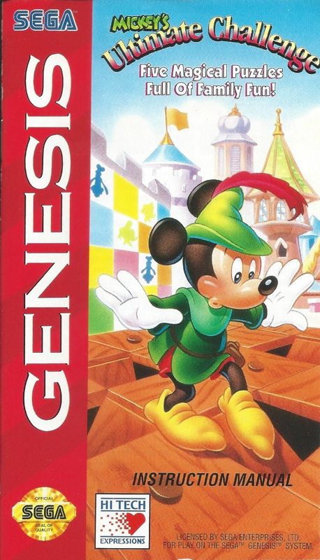 Manual for Mickey's Ultimate Challenge (Genesis): Front