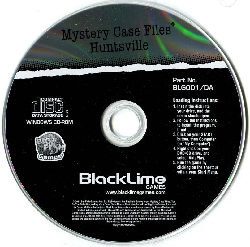 Media for Mystery Case Files: Huntsville (Windows) (Blacklime Games release)