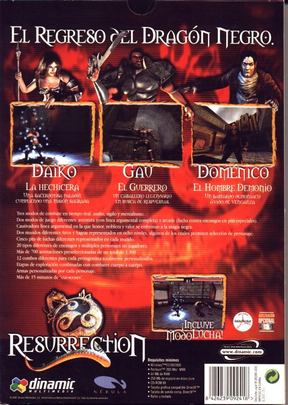 Back Cover for Resurrection (Windows)