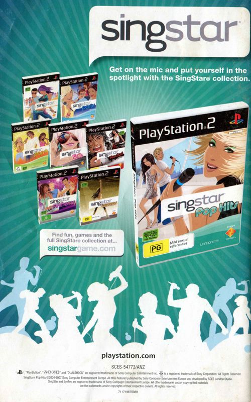Manual for SingStar: Pop Hits (PlayStation 2): Back