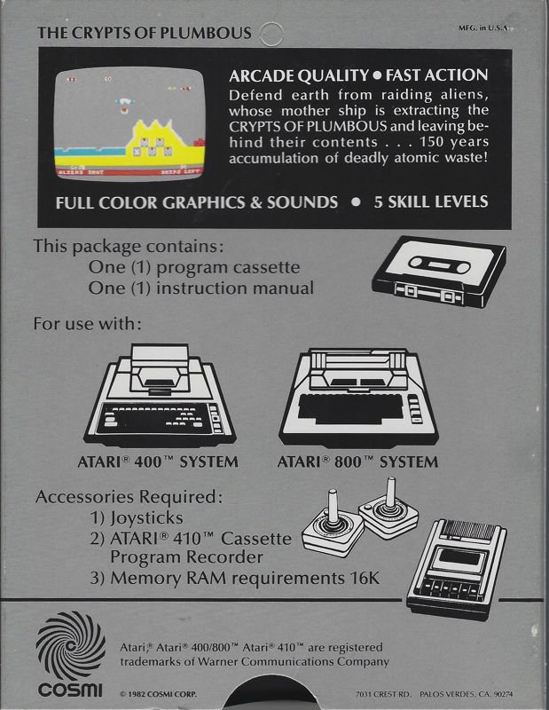 Back Cover for The Crypts of Plumbous (Atari 8-bit)