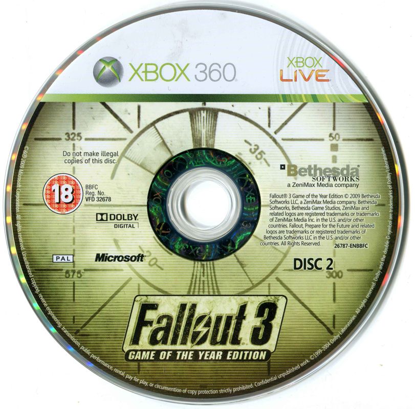 Media for Fallout 3: Game of the Year Edition (Xbox 360) (Classics release): Disc 2