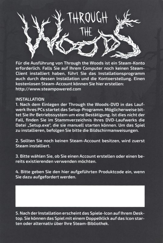 Reference Card for Through the Woods (Windows): Front