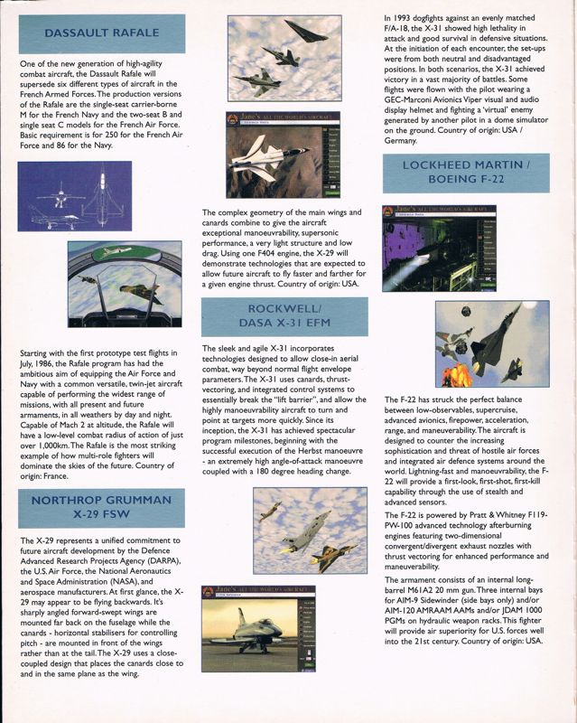 Inside Cover for Jane's Combat Simulations: ATF - Advanced Tactical Fighters (DOS): Left