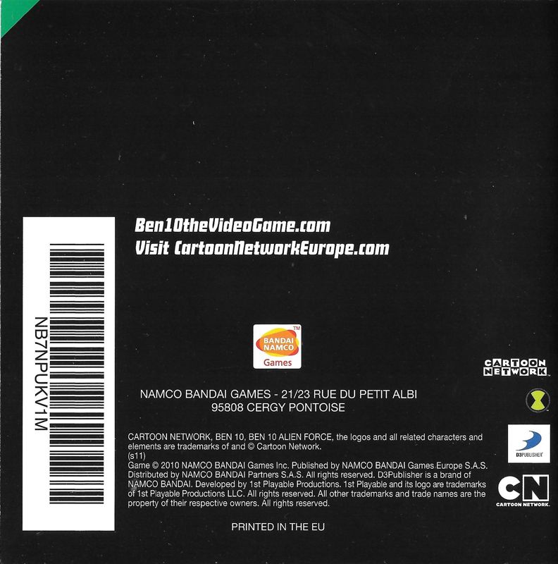 Manual for Ben 10: Triple Pack (Nintendo DS): Back