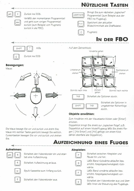 Reference Card for Flight Unlimited (DOS): Front