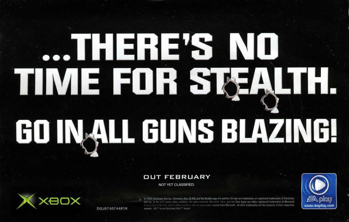 Advertisement for Battlefield 2: Modern Combat (Xbox): Back