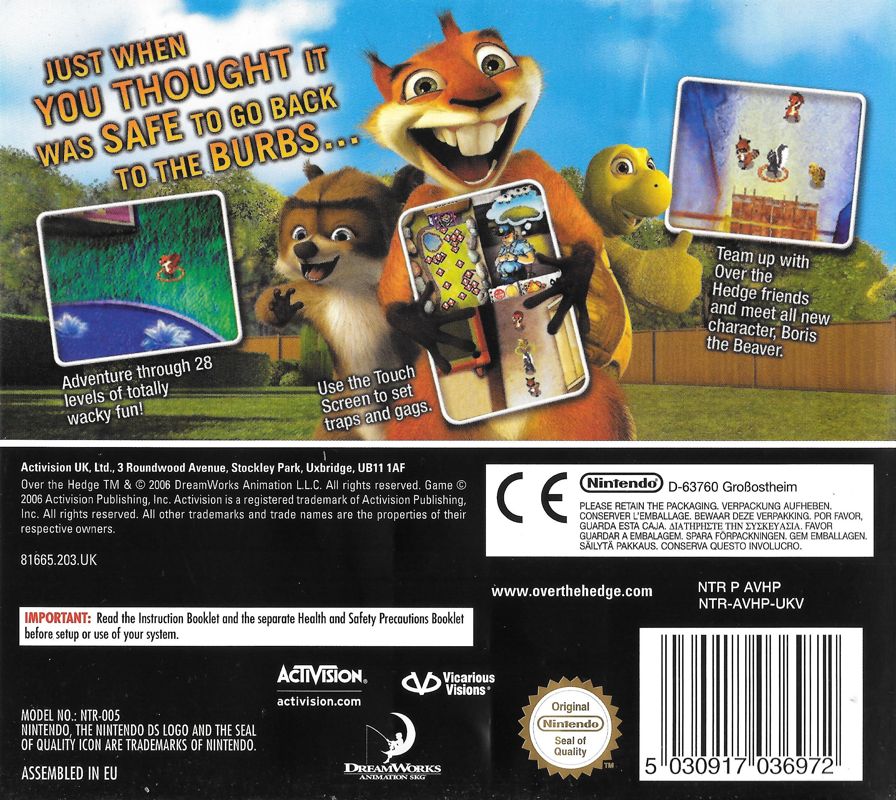 Back Cover for Over the Hedge: Hammy Goes Nuts! (Nintendo DS)