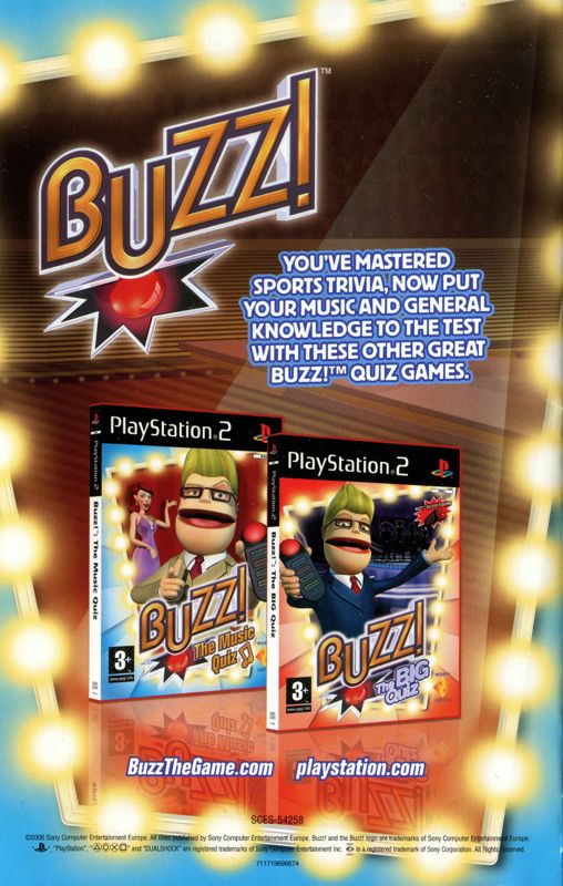 Manual for Buzz! The Sports Quiz (PlayStation 2): Back