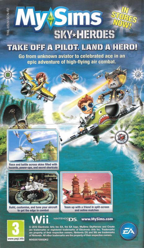Advertisement for The Sims 3 (Nintendo DS): MySims Sky Heroes - Front