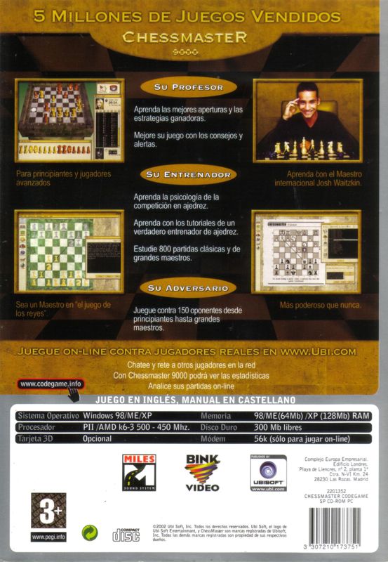 Back Cover for Chessmaster 9000 (Windows)