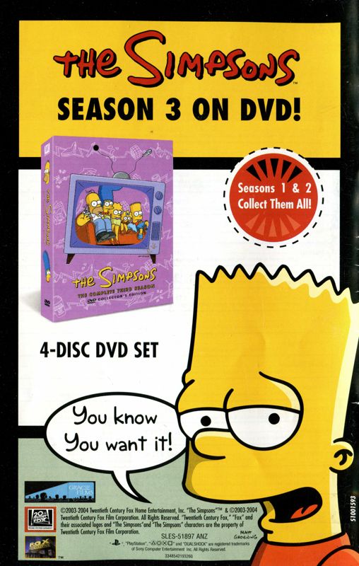 Manual for The Simpsons: Hit & Run (PlayStation 2): Back