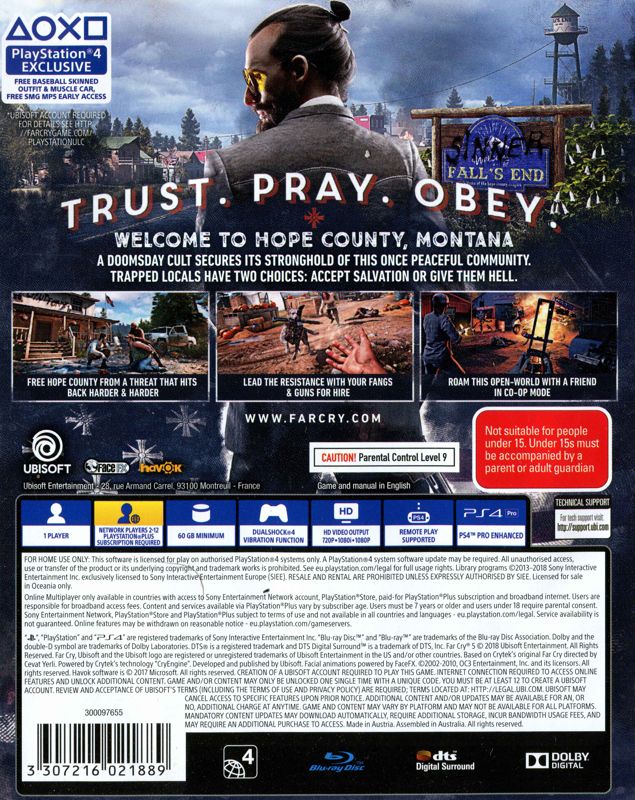 Back Cover for Far Cry 5 (PlayStation 4)