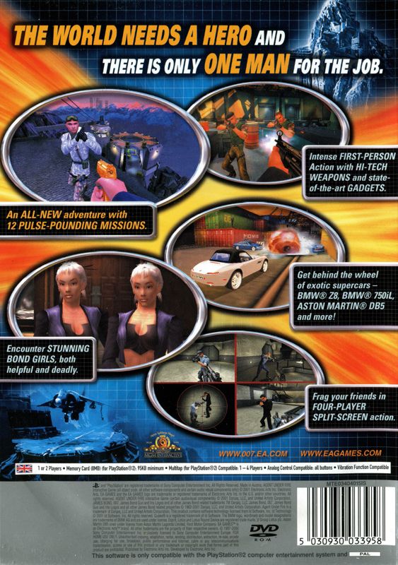 Back Cover for 007: Agent Under Fire (PlayStation 2) (Platinum release)
