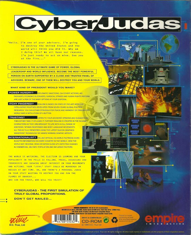 Back Cover for CyberJudas (DOS)