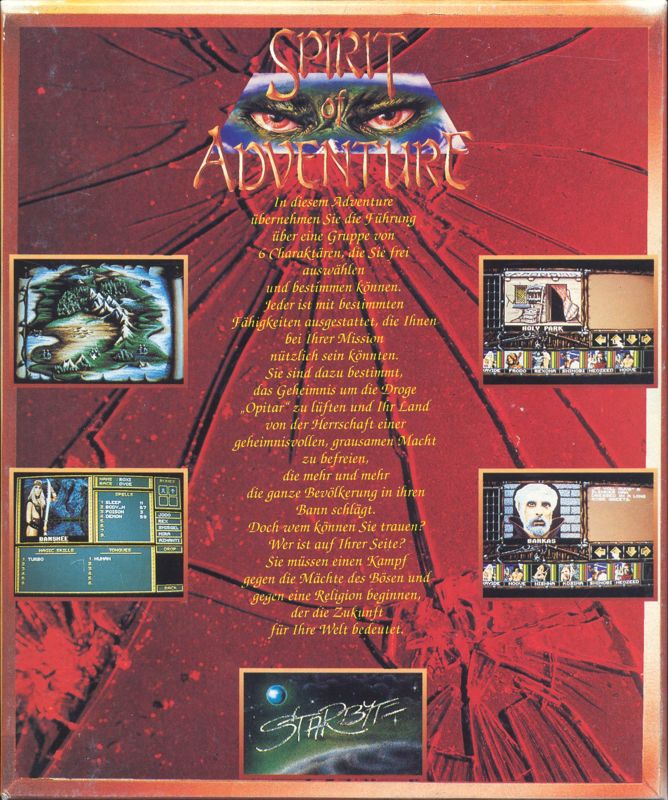 Back Cover for Spirit of Adventure (Atari ST)