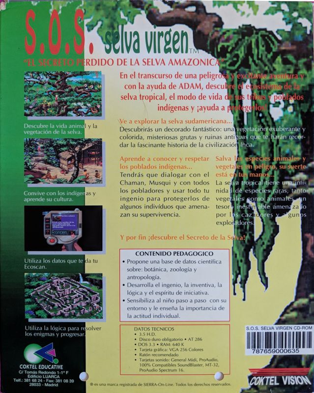 Back Cover for Lost Secret of the Rainforest (DOS)