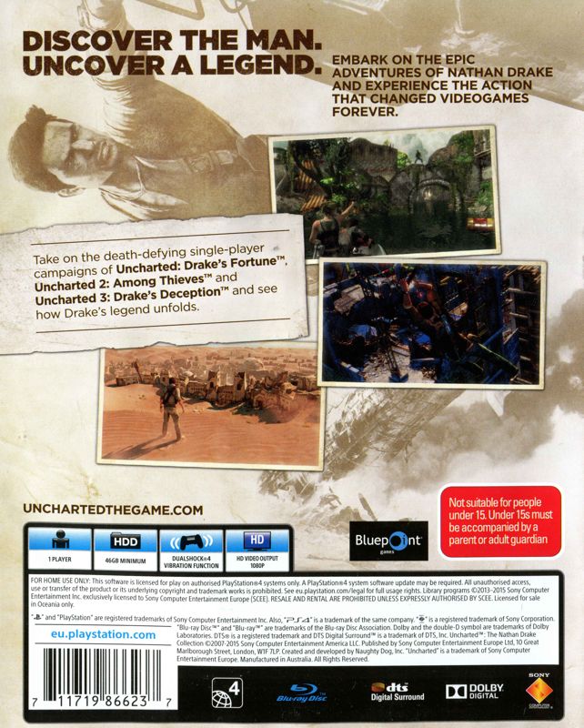 Uncharted: The Nathan Drake Collection MobyGames cover - packaging material or