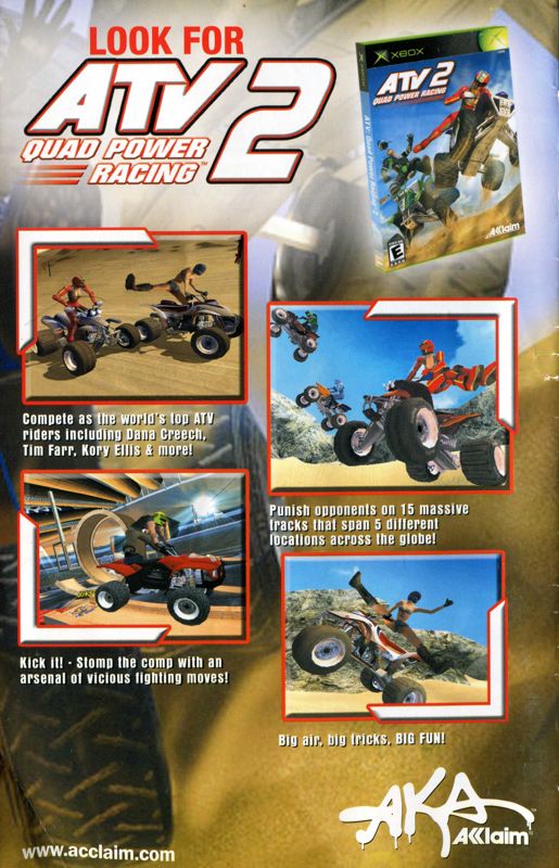 Manual for Speed Kings (Xbox): Back