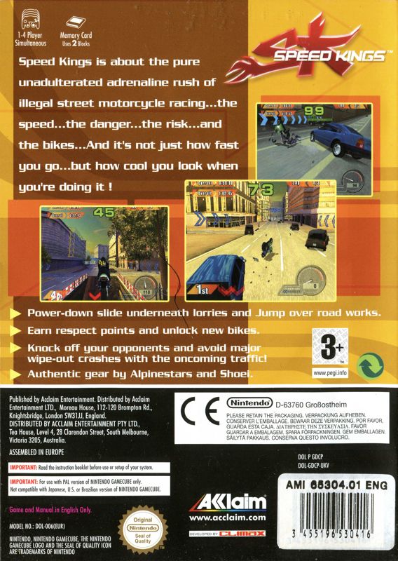 Back Cover for Speed Kings (GameCube)