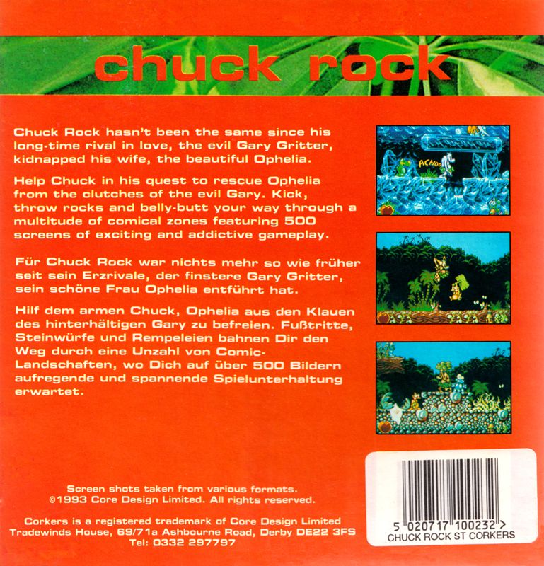 Back Cover for Chuck Rock (Atari ST) (Corkers Release)