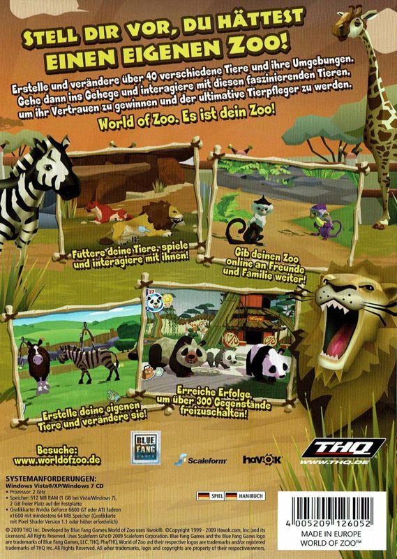Back Cover for World of Zoo (Windows)