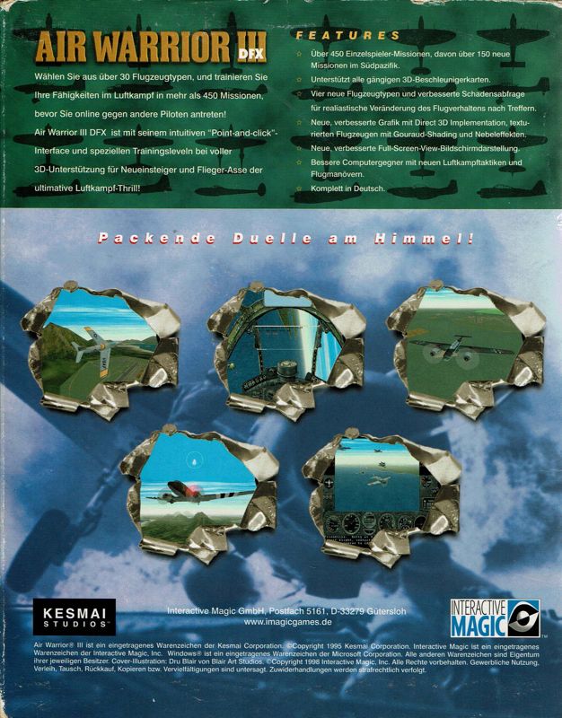 Back Cover for Air Warrior III (Windows)