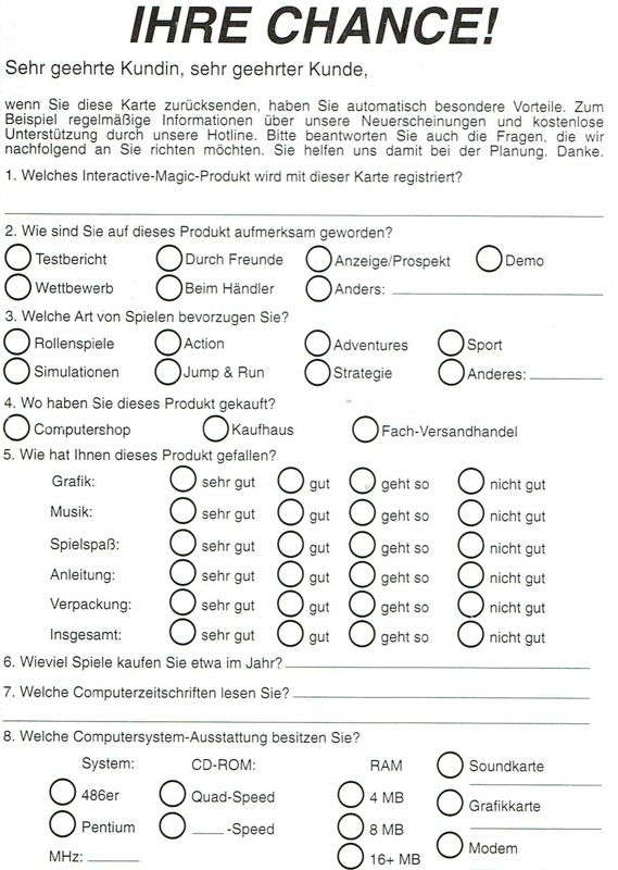 Extras for Air Warrior III (Windows): Registration Card - Back