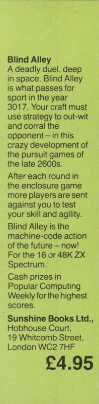 Back Cover for Blind Alley (ZX Spectrum)
