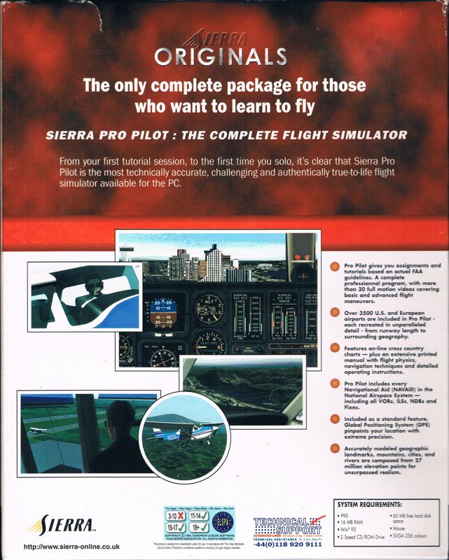 Back Cover for Sierra Pro Pilot 98: The Complete Flight Simulator (Windows) (SierraOriginals release)