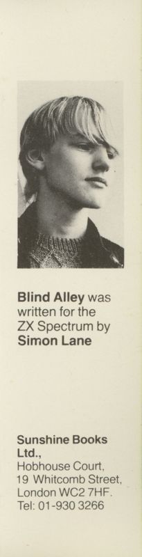 Inside Cover for Blind Alley (ZX Spectrum)