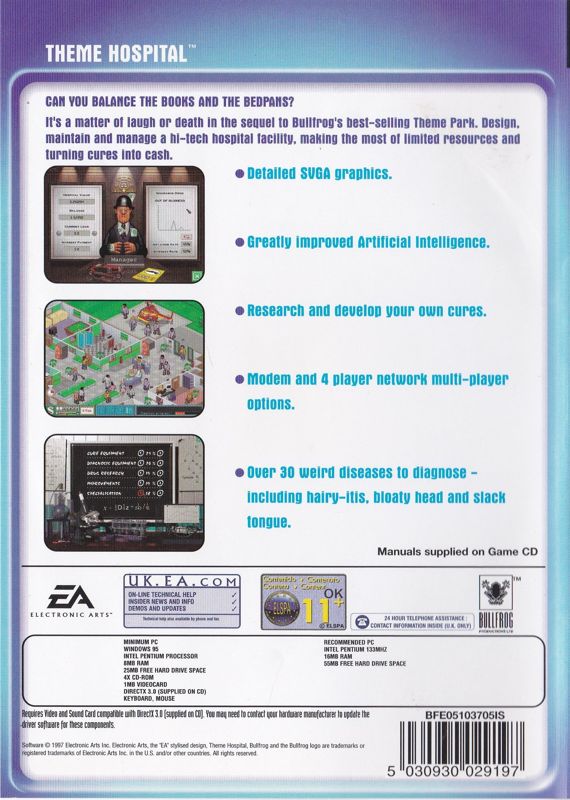 Back Cover for Theme Hospital (Windows) (Electronic Arts Collector release)