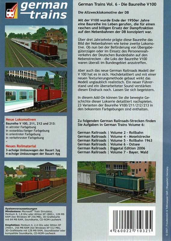Back Cover for German Trains Volume 6: Die Baureihe V100 (Windows)