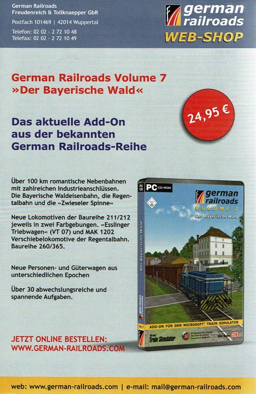 Manual for German Trains Volume 6: Die Baureihe V100 (Windows): Back