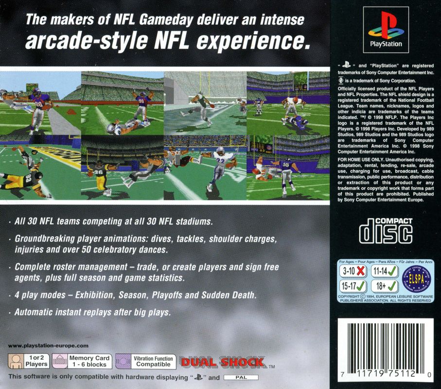 Back Cover for NFL Xtreme (PlayStation)