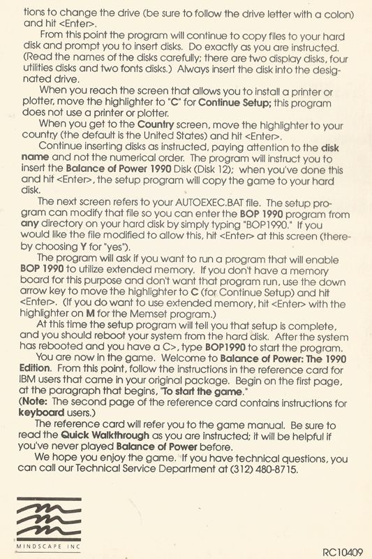 Reference Card for Balance of Power: The 1990 Edition (Windows 3.x): 4/6