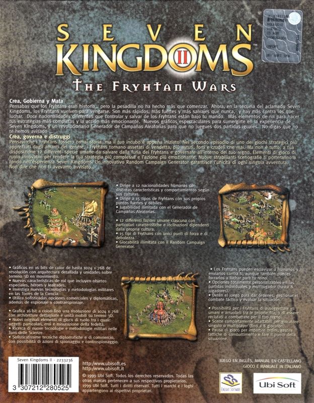 Back Cover for Seven Kingdoms II: The Fryhtan Wars (Windows)