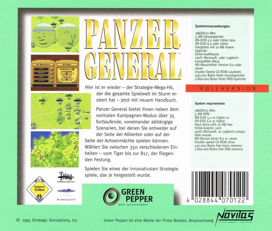 Back Cover for Panzer General (DOS) (Green Pepper release (#18))