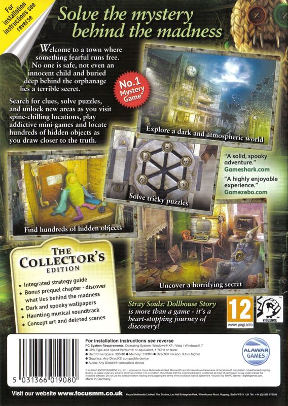 Back Cover for Stray Souls: Dollhouse Story (Collectors Edition) (Windows) (Focus Multimedia release)