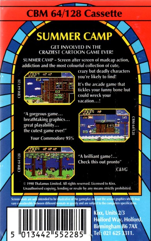 Back Cover for Summer Camp (Commodore 64) (Budget re-release)