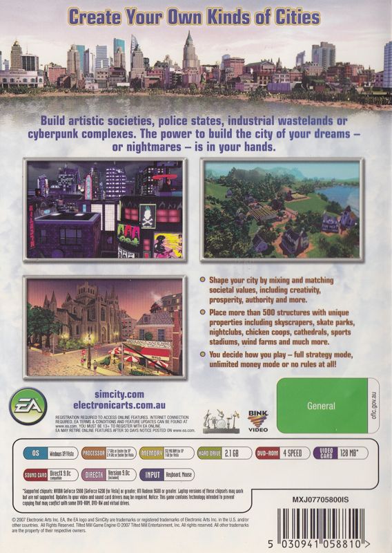 Back Cover for SimCity Societies (Windows)