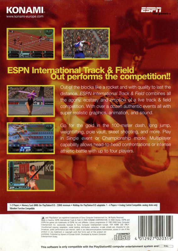 Back Cover for ESPN International Track & Field (PlayStation 2)