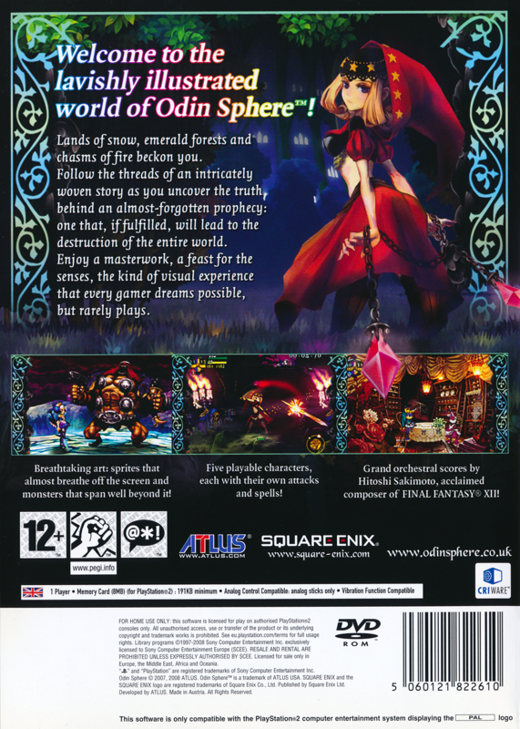 Back Cover for Odin Sphere (PlayStation 2)