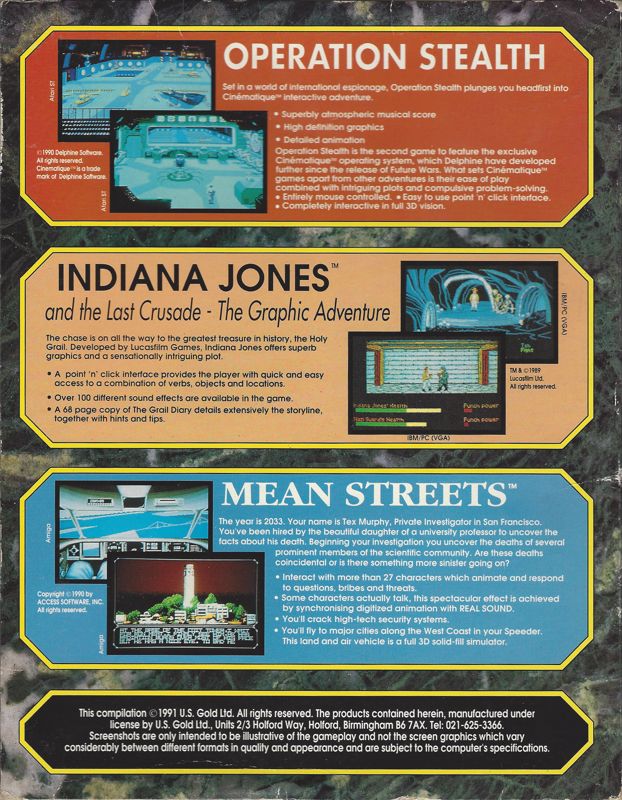 Back Cover for The Quest for Adventure Series No1 (DOS)