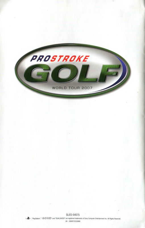 Manual for ProStroke Golf: World Tour 2007 (PlayStation 2): Back